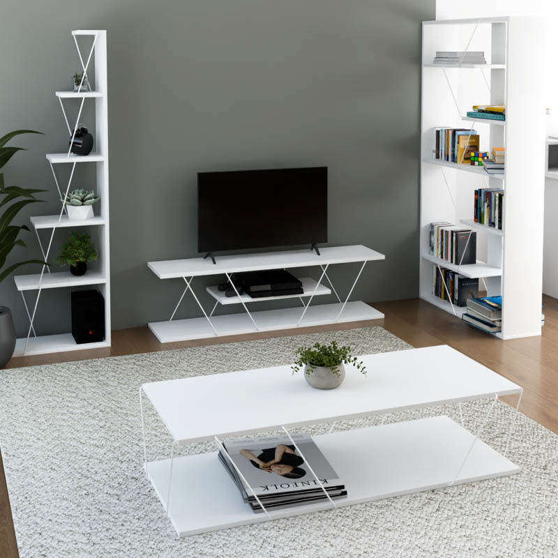 product_pako_200-001320 Φοιτητικό πακέτο επίπλων σαλονιού Tars λευκό σετ 4τεμ - Image 1