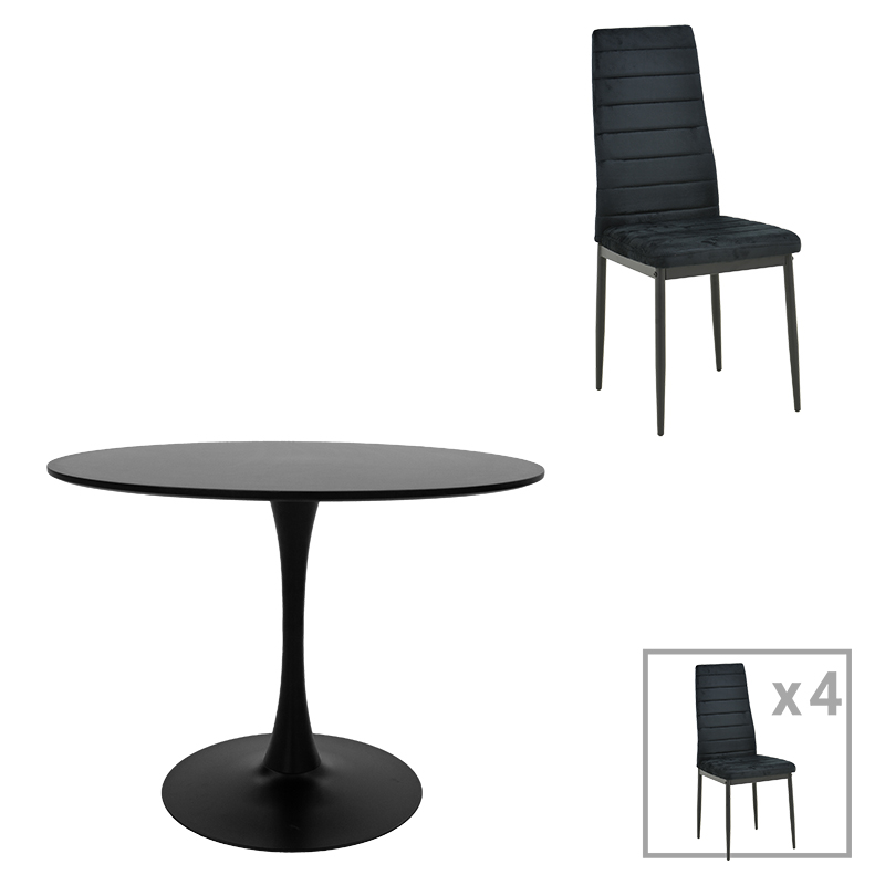 product_pako_200-001404 Τραπεζαρία Balou-Parker σετ 5τεμ μαύρο Φ100x73εκ - Image 1