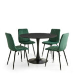 Τραπεζαρία Balou-Noor σετ 5τεμ MDF μαύρο-κυπαρισσι Φ120x73εκ - Image 2