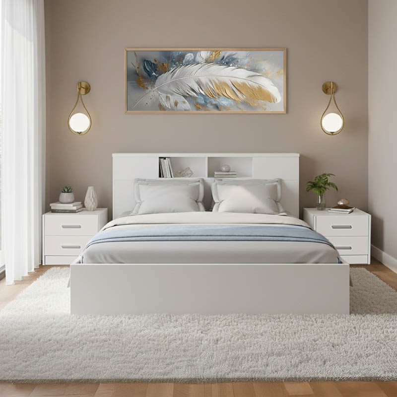 product_pako_200-001443 Σετ Κρεβατοκάμαρας Olympus White με Κρεβάτι 140x200εκ Σετ 3τεμ - Image 1