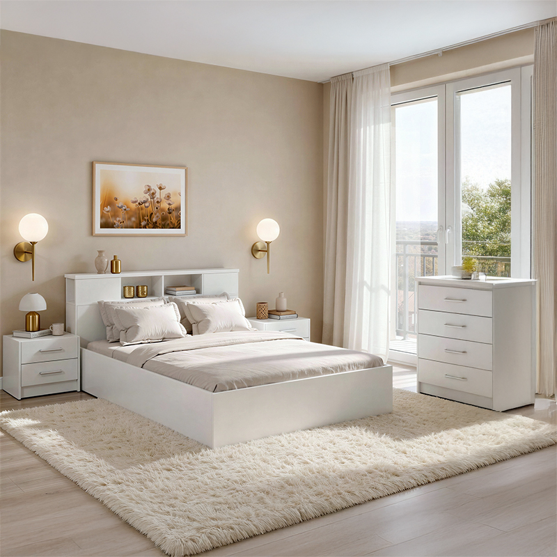 product_pako_200-001444 Σετ Κρεβατοκάμαρας Olympus White με Κρεβάτι 140x200εκ Σετ 4τεμ - Image 1