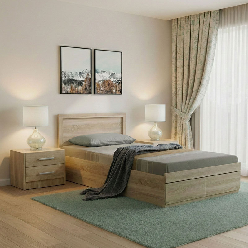 product_pako_200-001445 Σετ Κρεβατοκάμαρας Olympus Sonoma με Κρεβάτι 100x200εκ Σετ 3τεμ - Image 1