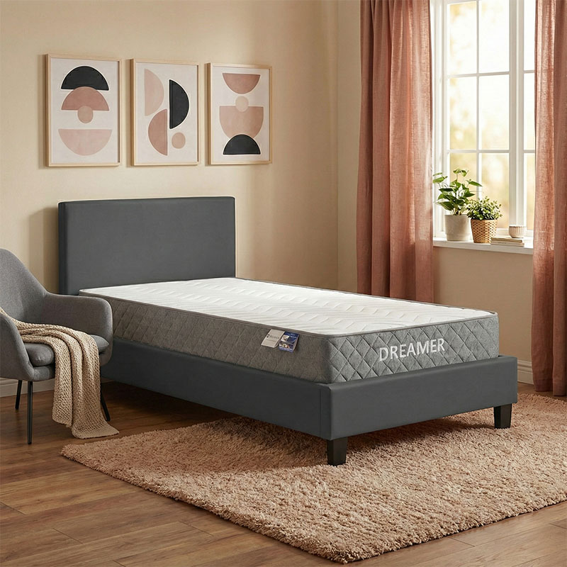 product_pako_200-001464 Κρεβάτι με στρώμα Nevil-Dreamer ύφασμα ανθρακί-μαύρο πόδι 90x190εκ - Image 1