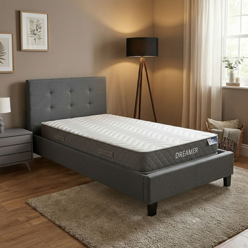 product_pako_200-001469 Κρεβάτι με στρώμα Mago-Dreamer ύφασμα ανθρακί 100x200εκ - Image 1
