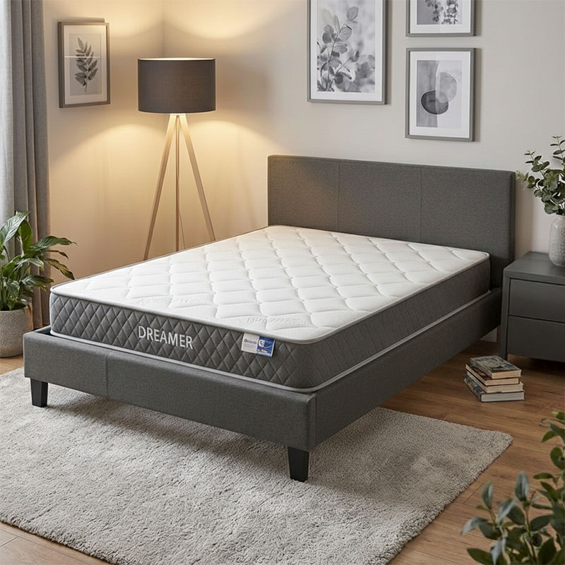 product_pako_200-001480 Κρεβάτι με στρώμα Nevil-Dreamer ύφασμα ανθρακί 150x200εκ - Image 1