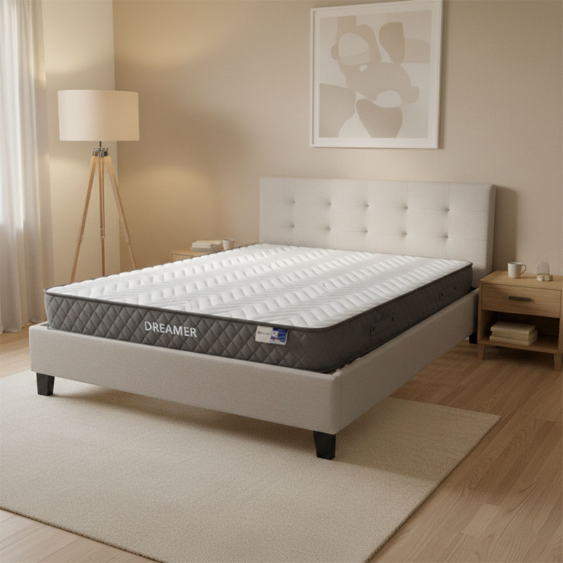 product_pako_200-001481 Κρεβάτι με στρώμα Mago-Dreamer ύφασμα εκρου 150x200εκ - Image 1