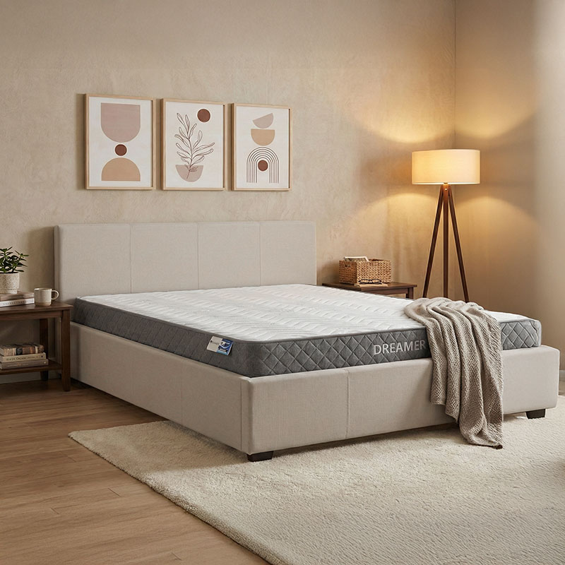 product_pako_200-001489 Κρεβάτι με στρώμα και αποθηκευτικό χώρο Norse-Dreamer ύφασμα εκρού 160x200εκ - Image 1