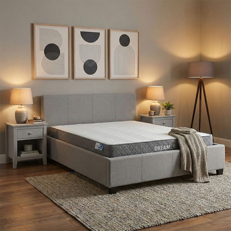 product_pako_200-001490 Κρεβάτι με στρώμα και αποθηκευτικό χώρο Norse-Dreamer ύφασμα γκρι 160x200εκ - Image 1
