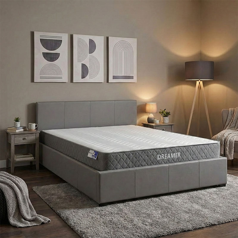 product_pako_200-001491 Κρεβάτι με στρώμα και αποθηκευτικό χώρο Norse-Dreamer pu γκρι 160x200εκ - Image 1
