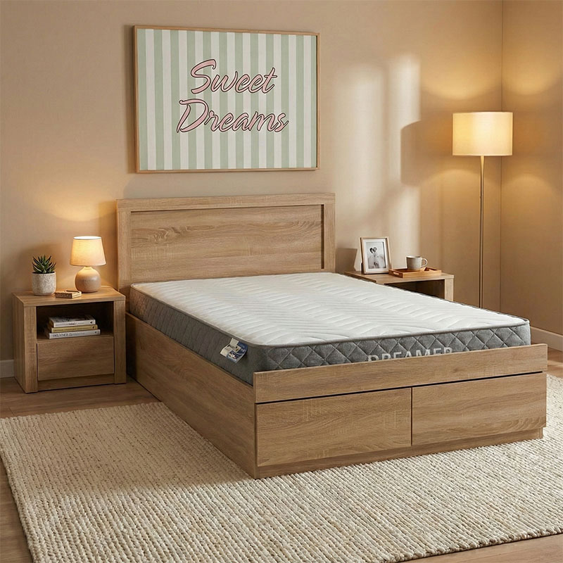 product_pako_200-001502 Κρεβάτι με στρώμα και συρτάρι Olympus-Dreamer sonoma 100x200εκ - Image 1