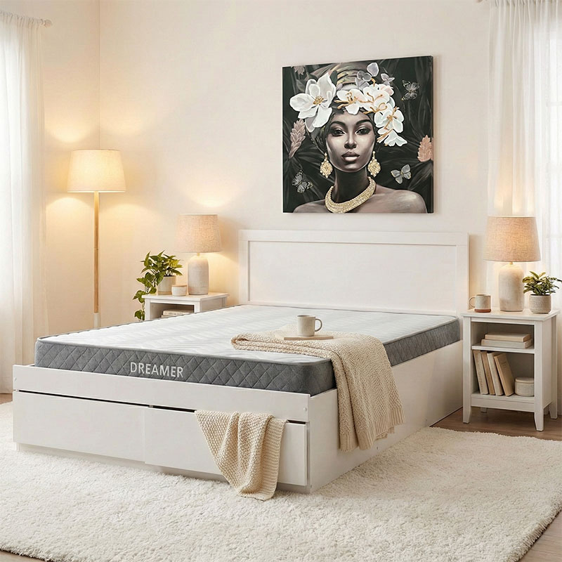 product_pako_200-001519 Κρεβάτι με στρώμα και συρτάρι Olympus-Dreamer λευκό 160x200εκ - Image 1