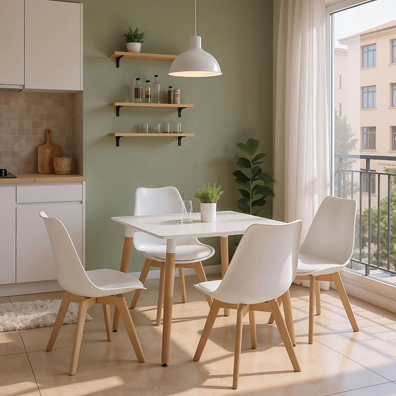 product_pako_200-001522 Τραπεζαρία με Καρέκλες Gaston λευκό και Τραπέζι Natali λευκό 80x80x76εκ Σετ 5τεμ - Image 1