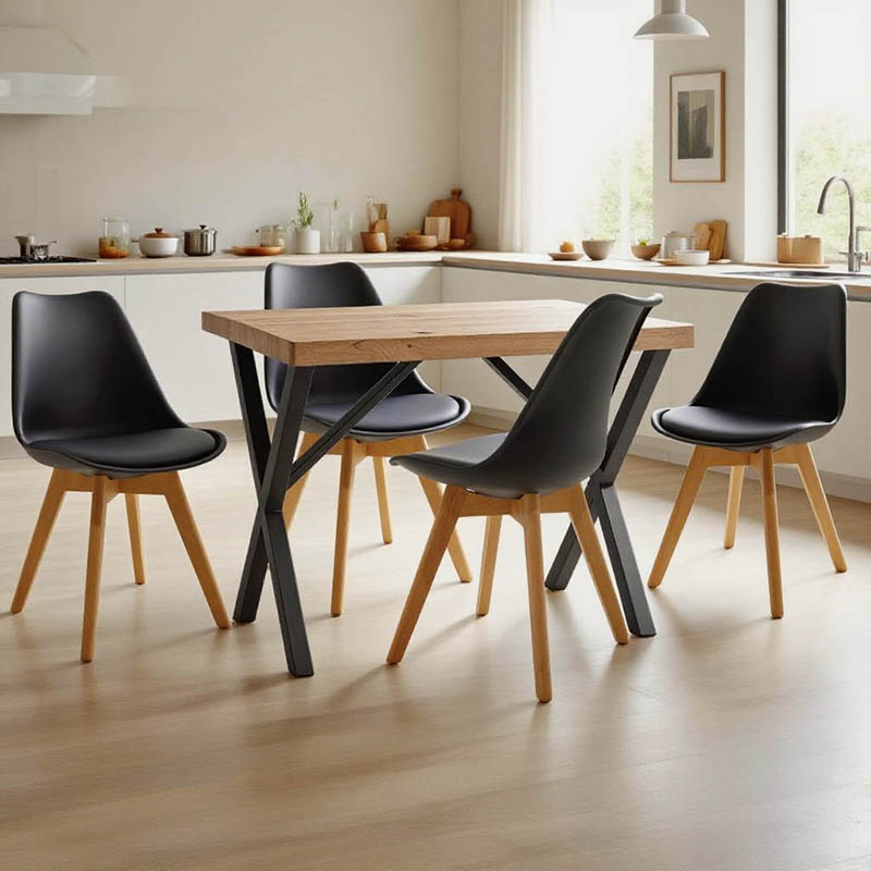 product_pako_200-001524 Τραπεζαρία με Καρέκλες Gaston μαύρο και Τραπέζι Zeryin oak 110x70x75εκ Σετ 5τεμ - Image 1