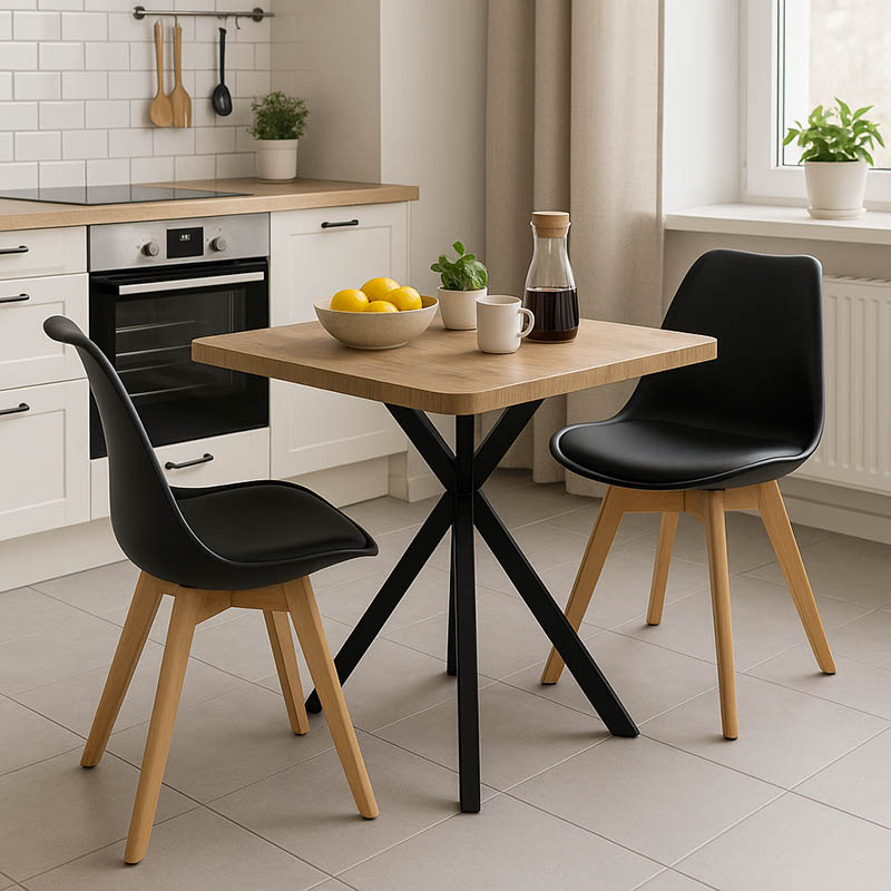 product_pako_200-001526 Τραπεζαρία με Καρέκλες Gaston μαύρο και Τραπέζι Prestone oak 70x70x75εκ Σετ 3τεμ - Image 1