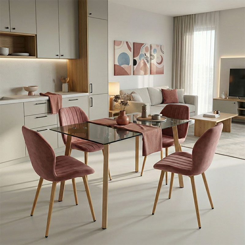 product_pako_200-001582 Τραπεζαρία με Καρέκλες Jelour Σάπιο Μήλο και Τραπέζι Titta Γυαλί 120x70x75εκ Σετ 5τεμ - Image 1