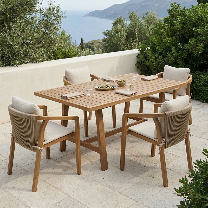 product_pako_200-001595 Τραπεζαρία Malibu μασίφ ξύλο ακακίας 160x90x75εκ Σετ 5τεμ - Image 1