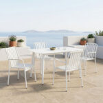 Τραπεζαρία Heven Vista σετ 5τεμ λευκό αλουμίνιο 120x70x72εκ