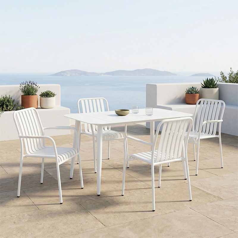 product_pako_200-001605 Τραπεζαρία Heven Vista σετ 5τεμ λευκό αλουμίνιο 120x70x72εκ - Image 1