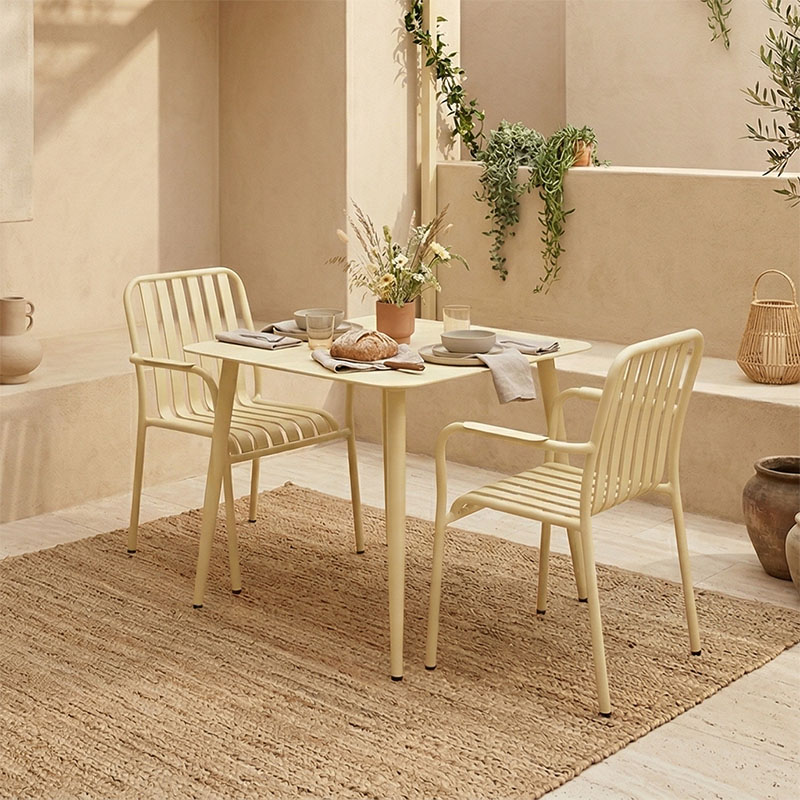 product_pako_200-001609 Τραπεζαρία Heven Vista σετ 3τεμ σαμπανί αλουμίνιο 80x80x72εκ - Image 1