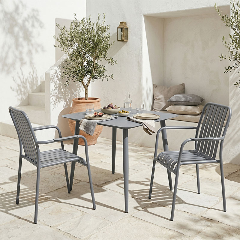 product_pako_200-001613 Τραπεζαρία Heven Vista σετ 3τεμ ανθρακί αλουμίνιο 80x80x72εκ - Image 1