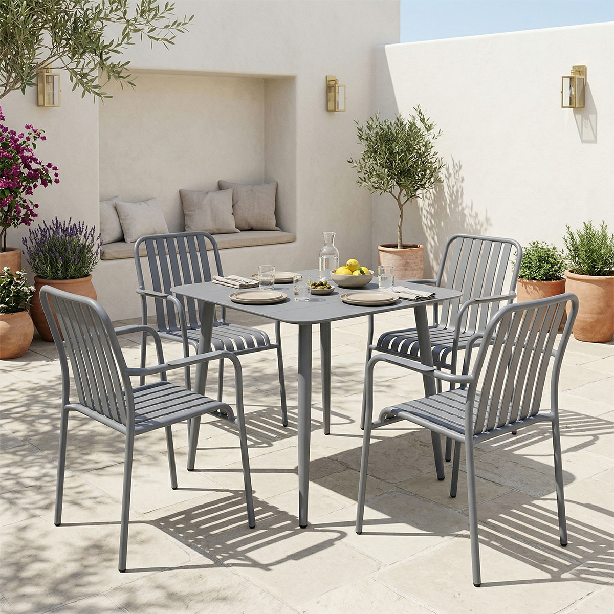 Τραπεζαρία Heven Vista σετ 5τεμ ανθρακί αλουμίνιο 80x80x72εκ
