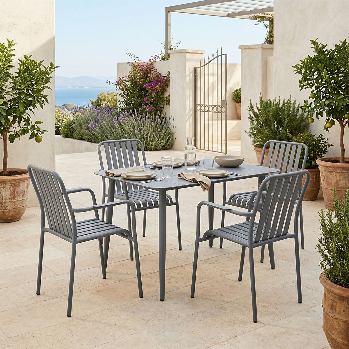 product_pako_200-001615 Τραπεζαρία Heven Vista σετ 5τεμ ανθρακί αλουμίνιο 120x70x72εκ - Image 1