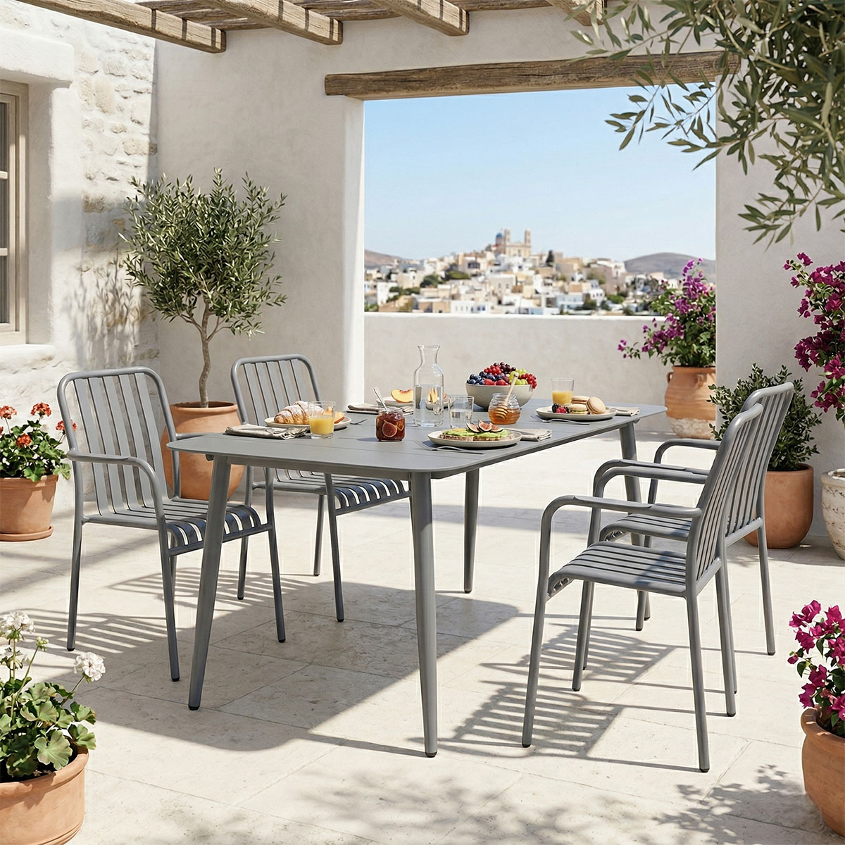 product_pako_200-001617 Τραπεζαρία Heven Vista σετ 5τεμ ανθρακί αλουμίνιο 150x80x72εκ - Image 1