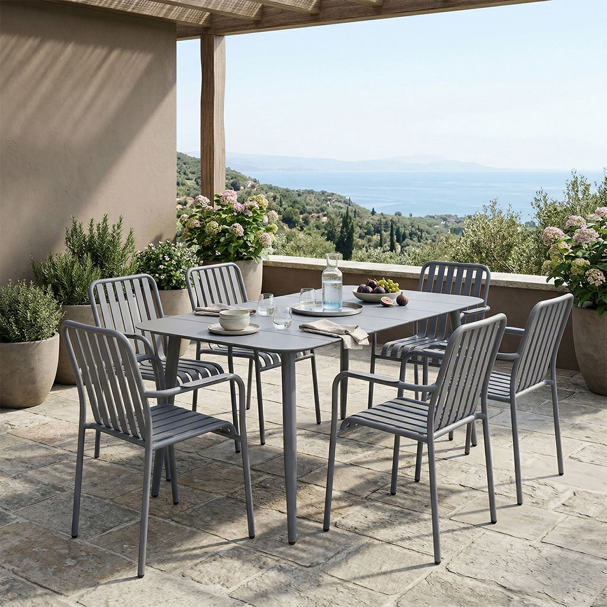 product_pako_200-001618 Τραπεζαρία Heven Vista σετ 7τεμ ανθρακί αλουμίνιο 150x80x72εκ - Image 1