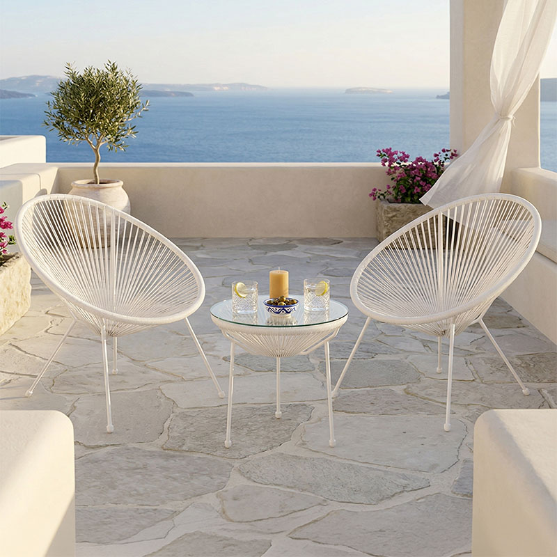 product_pako_200-001626 Σαλόνι Εξωτερικού Χώρου Acapulco Σετ 3τεμ λευκό μέταλλο με pe rattan Φ50x52εκ - Image 1