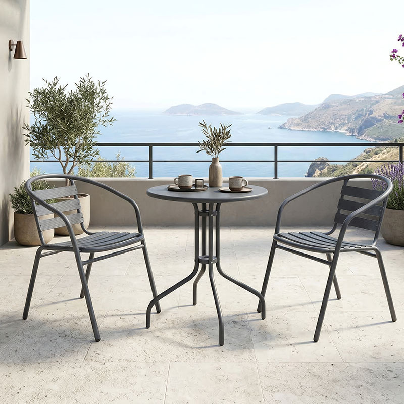 product_pako_200-001635 Τραπεζαρία Vergo Tade σετ 3τεμ ανθρακί μέταλλο Φ60x70εκ - Image 1