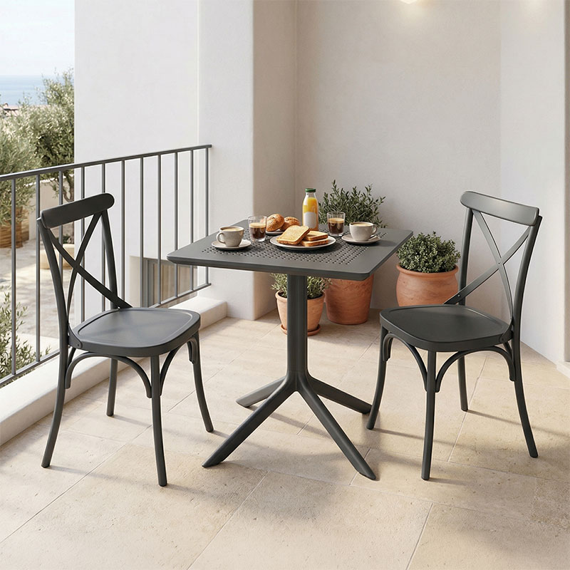 product_pako_200-001640 Τραπεζαρία Groovy Crossie σετ 3τεμ ανθρακί PP 60x60x76εκ - Image 1