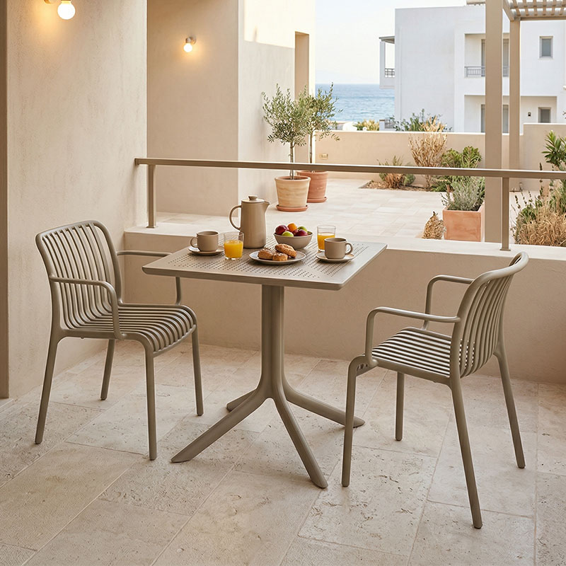 product_pako_200-001642 Τραπεζαρία Groovy Zoi σετ 3τεμ cappuccino PP 60x60x76εκ - Image 1