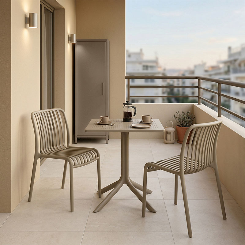 product_pako_200-001643 Τραπεζαρία Groovy Zoi σετ 3τεμ cappuccino PP 60x60x76εκ - Image 1