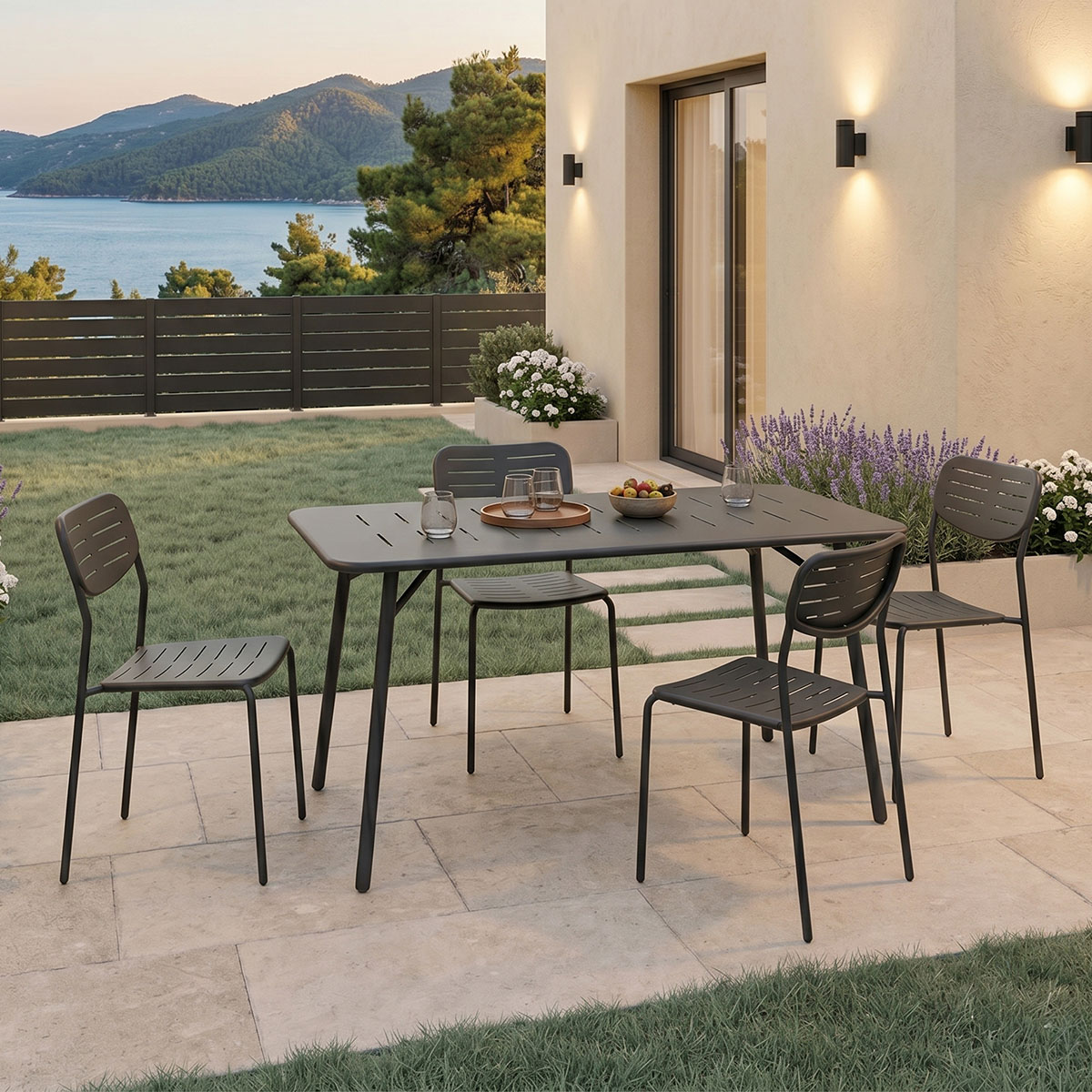 product_pako_200-001682 Τραπεζαρία Moraja Deraby Ι σετ 5τεμ μαύρο μέταλλο 140x80x72εκ - Image 1