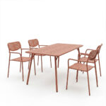 Τραπεζαρία Moraja Deraby σετ 5τεμ terracotta μέταλλο 140x80x72εκ - Image 2