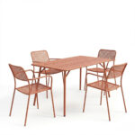 Τραπεζαρία Moraja Federal σετ 5τεμ terracotta μέταλλο 140x80x72εκ - Image 2