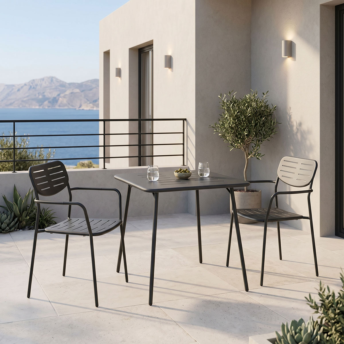 product_pako_200-001689 Τραπεζαρία Moraja Deraby σετ 3τεμ μαύρο μέταλλο 70x70x73εκ - Image 1