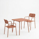 Τραπεζαρία Moraja Deraby σετ 3τεμ terracotta μέταλλο 70x70x73εκ - Image 2