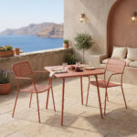 Τραπεζαρία Moraja Federal σετ 3τεμ terracotta μέταλλο 70x70x73εκ