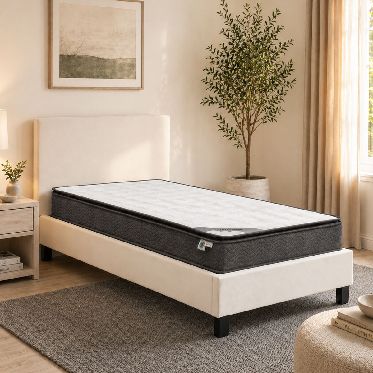 product_pako_200-001704 Κρεβάτι με στρώμα Nevil-Perfecto pu λευκό 100x200εκ - Image 1