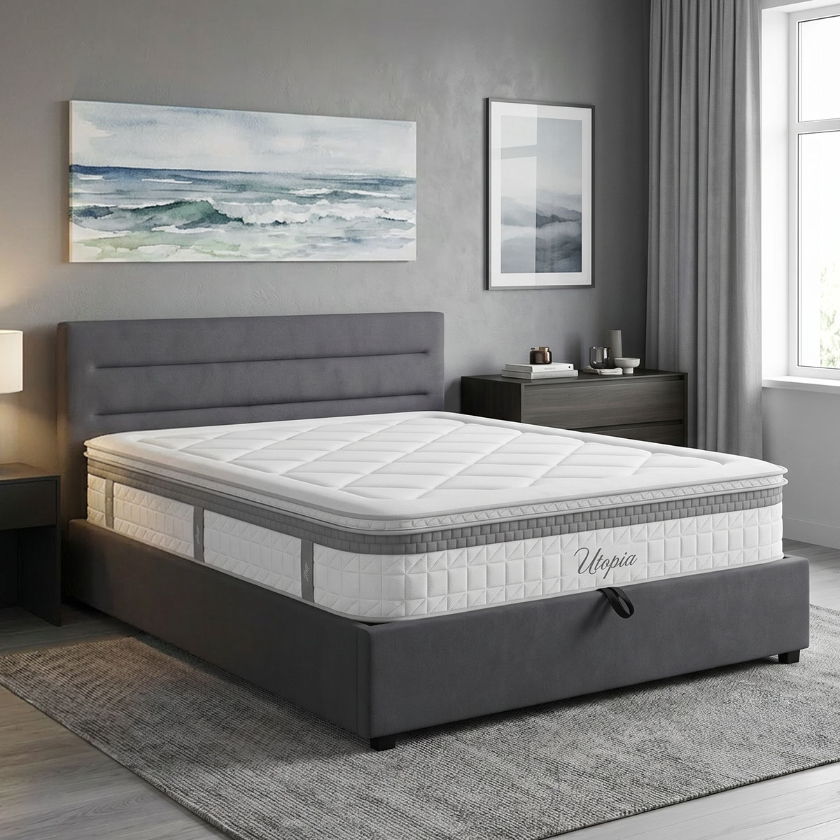 product_pako_200-001741 Κρεβάτι με στρώμα και αποθηκευτικό χώρο Molito-Utopia βελούδο ανθρακί 150x200εκ - Image 1