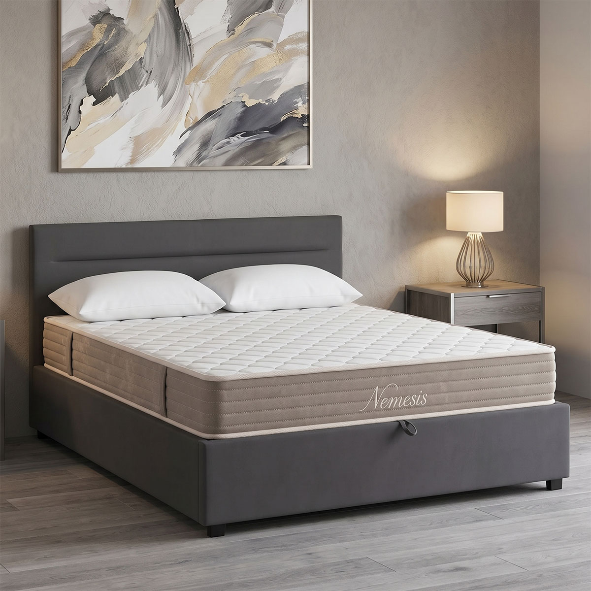 product_pako_200-001742 Κρεβάτι με στρώμα και αποθηκευτικό χώρο Molito-Nemesis βελούδο ανθρακί 150x200εκ - Image 1