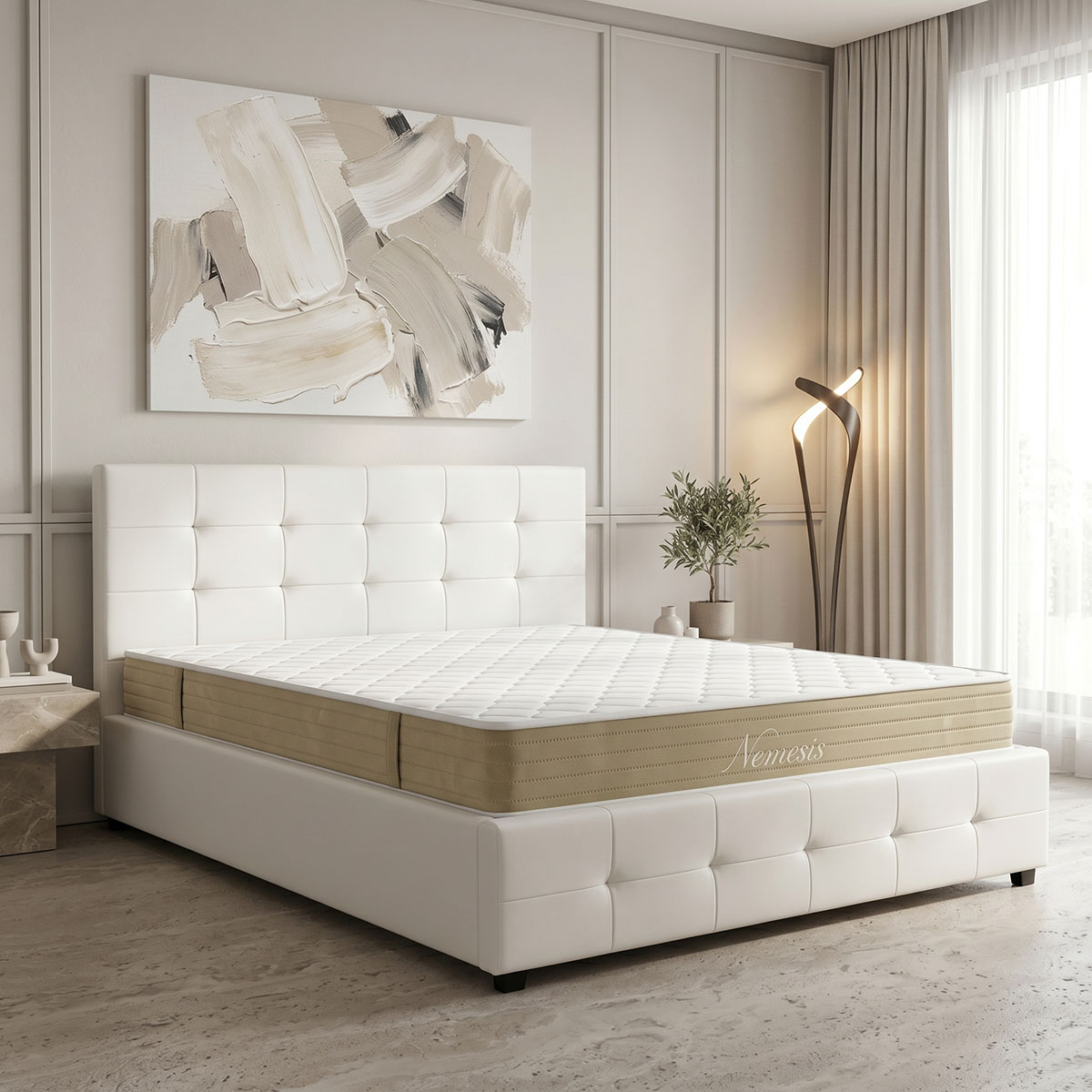 product_pako_200-001758 Κρεβάτι με στρώμα και αποθηκευτικό χώρο Roi-Nemesis pu λευκό 160x200εκ - Image 1