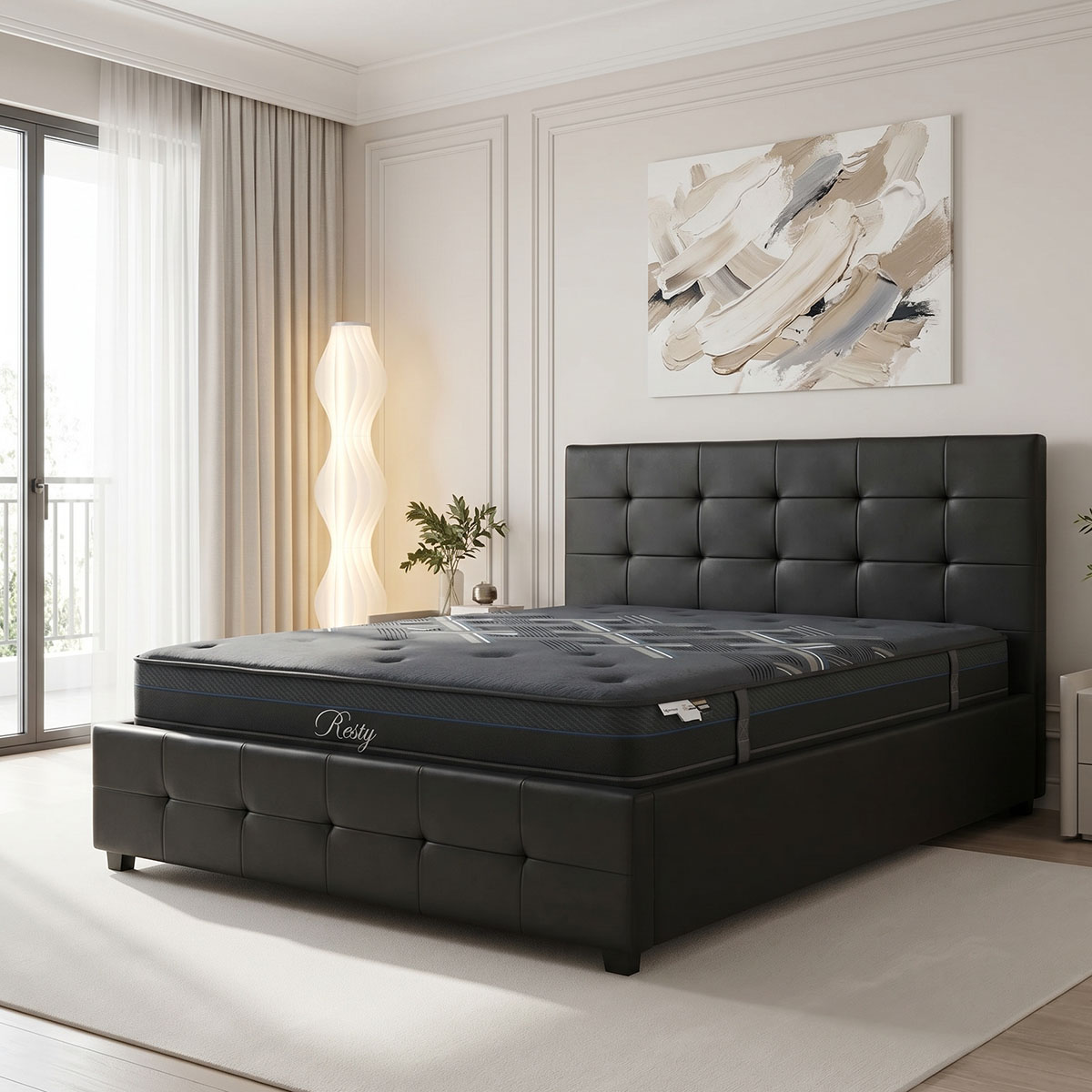 product_pako_200-001759 Κρεβάτι με στρώμα και αποθηκευτικό χώρο Roi-Resty pu μαύρο 160x200εκ - Image 1