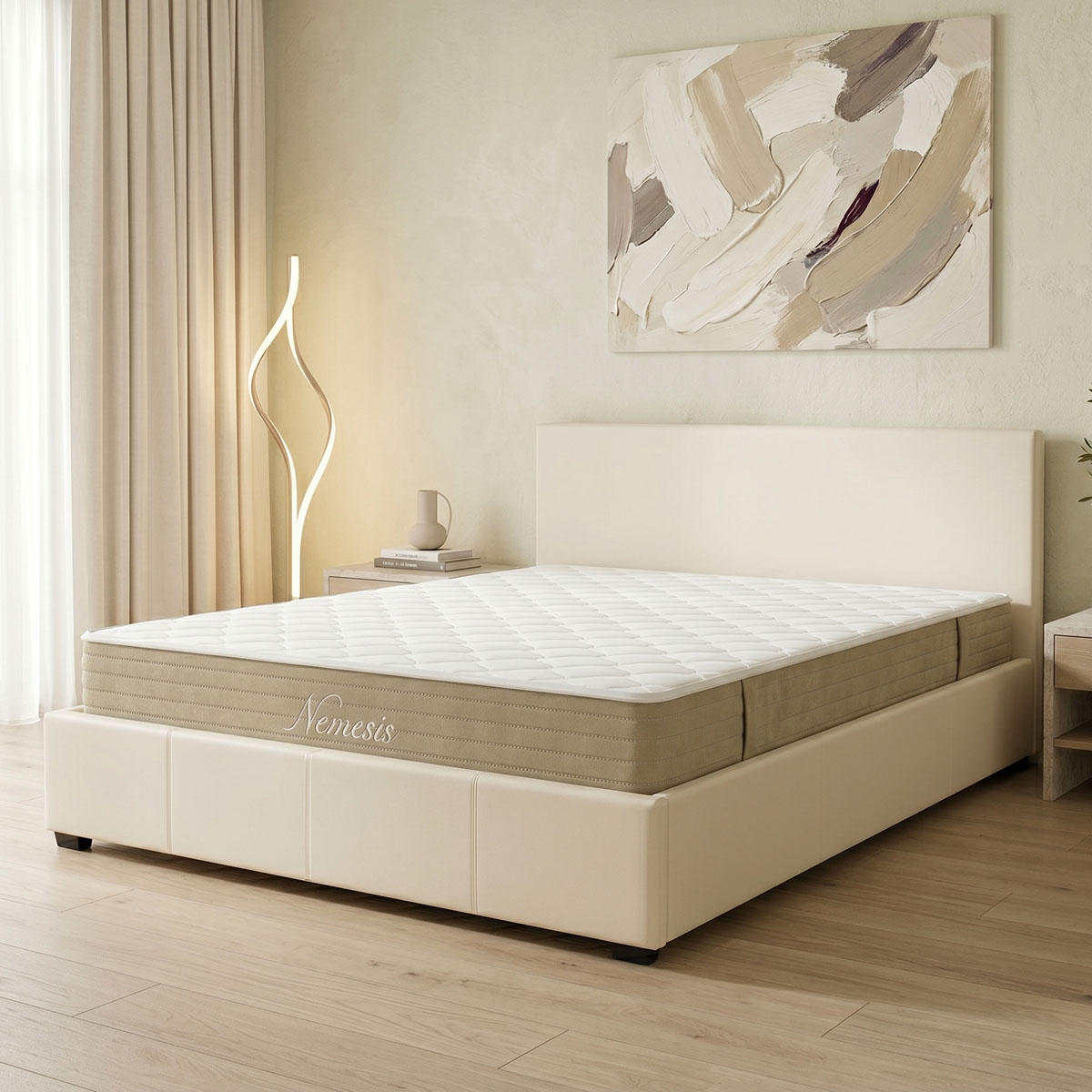 product_pako_200-001764 Κρεβάτι με στρώμα και αποθηκευτικό χώρο Norse-Nemesis pu λευκό 160x200εκ - Image 1