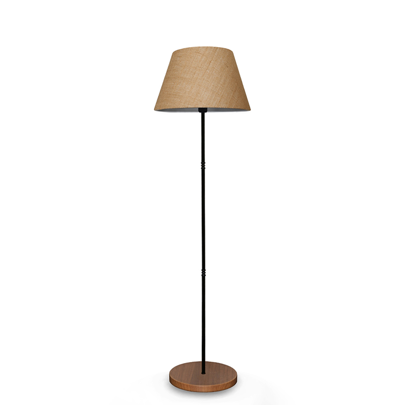 product_pako_202-000048 Φωτιστικό δαπέδου PWL-1082 Ε27 μπεζ-μαύρο-καρυδί Φ36x145εκ - Image 1