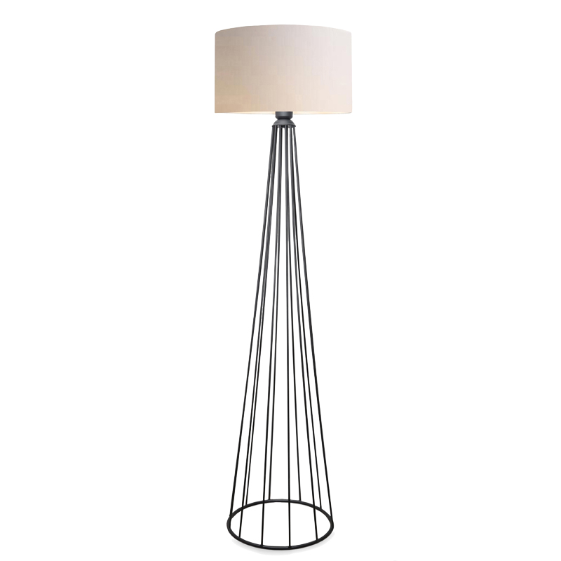product_pako_202-000143 Φωτιστικό δαπέδου Firdo I Ε27 ύφασμα κρέμα-μέταλλο μαύρο Φ38x121εκ - Image 1
