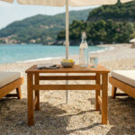 Τραπεζάκι παραλίας Summrine μασίφ ξύλο οξιάς σε καρυδί χρώμα 60x40x45εκ - Image 2