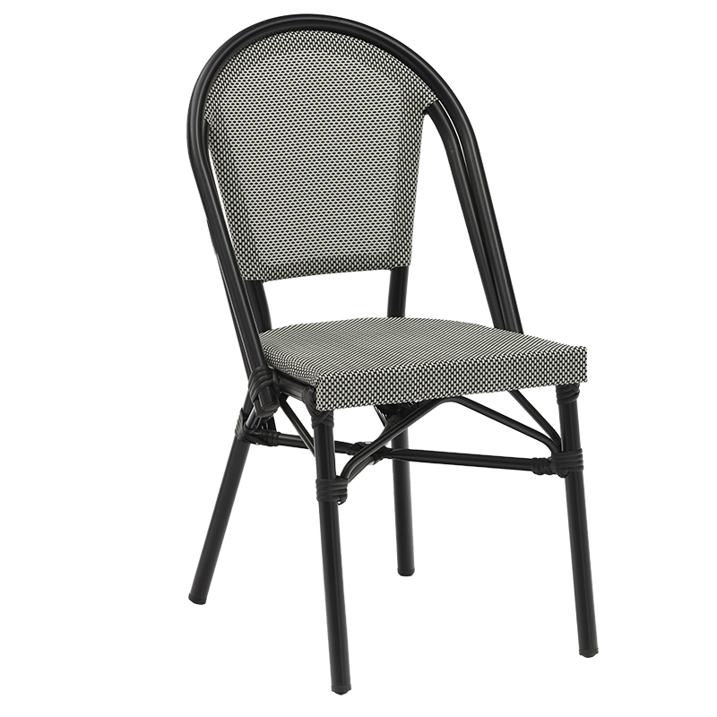 product_pako_216-000015 Καρέκλα Paris αλουμίνιο μαύρο-textilene ασπρόμαυρο - Image 1