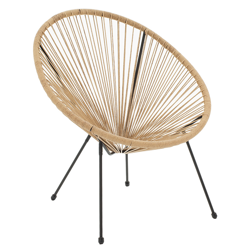 product_pako_218-000028 Πολυθρόνα Acapulco μεταλλο σε μαύρη-pe rattan σε φυσική απόχρωση 68.5x74.5x84εκ - Image 1